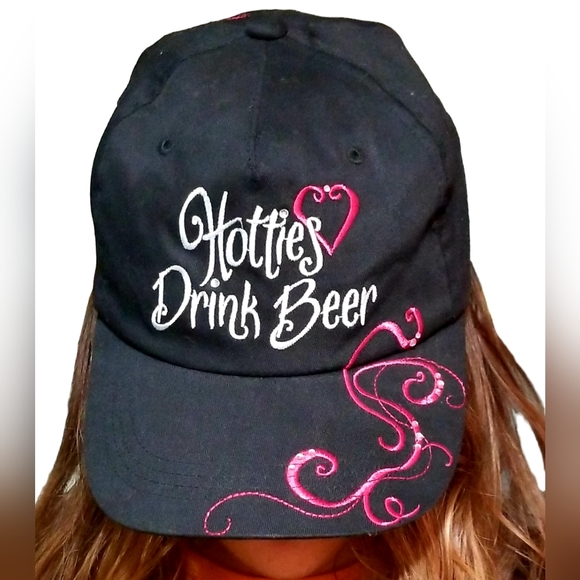 unknown Accessories - 💋"Hotties Drink Beer"💋 Ballcap, Black